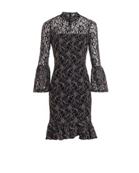 Robe Sirius à manches longues en dentelle - Black