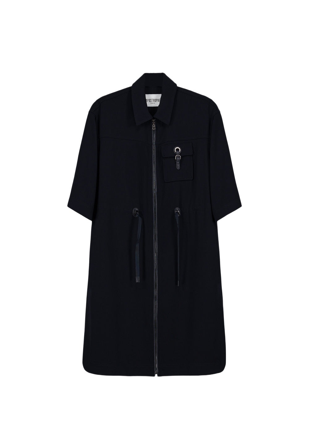 Robe zippée à cordon de serrage - Marine