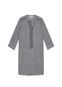 Robe courte à col mao en soie - Marine
