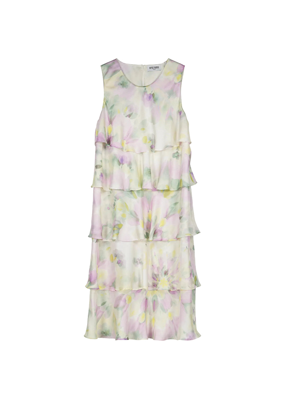 Robe à détails volantés en soie - Vert d'Eau
