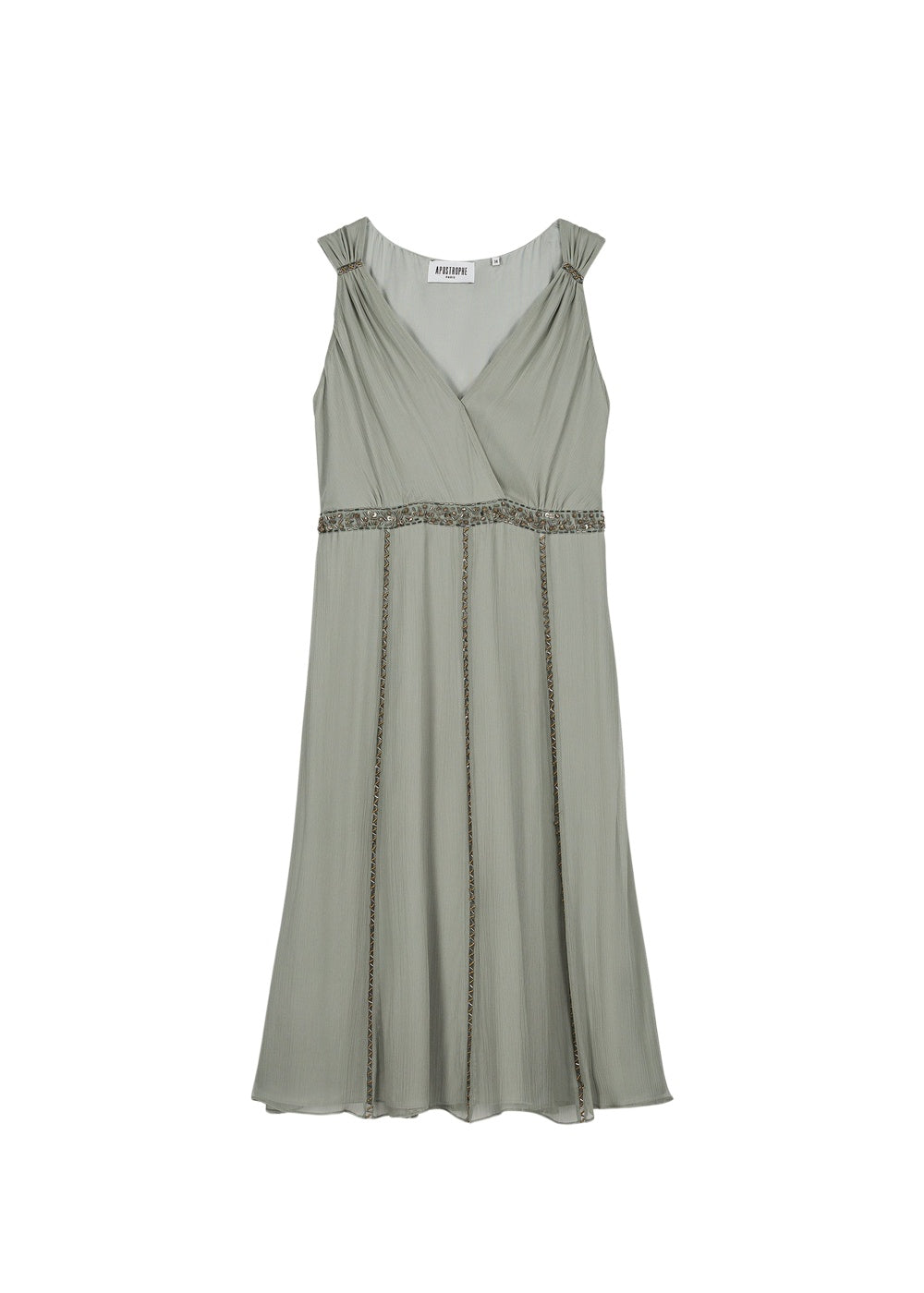 Robe midi fluide en soie - Sauge