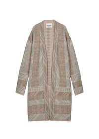 Geometric-print wool kimono coat - Light Beige