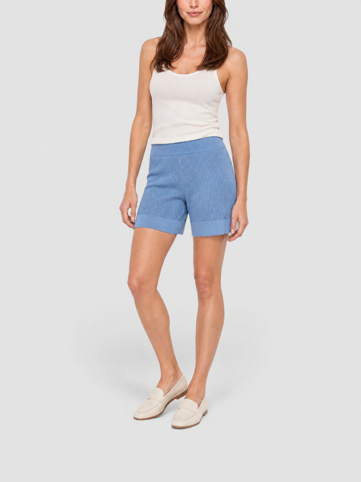 Short au crochet en coton - Bleu
