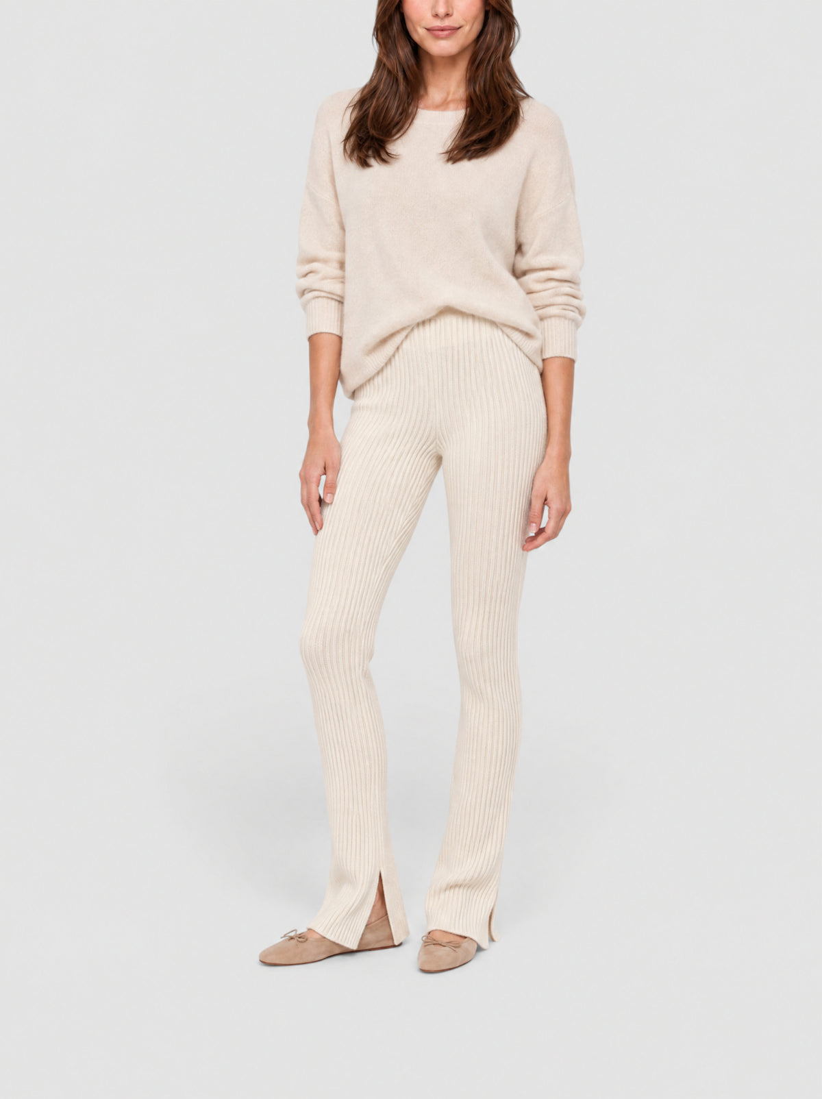 Legging côtelé en cachemire - Blanc