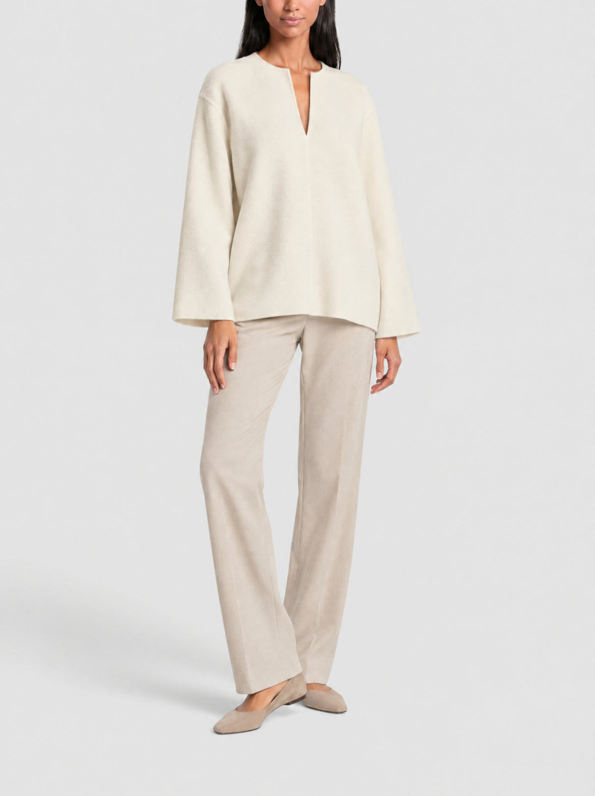 Top tissé en laine - Blanc