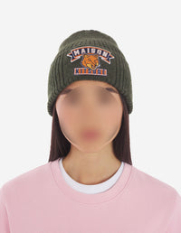 Beanie with wool crest - Khaki