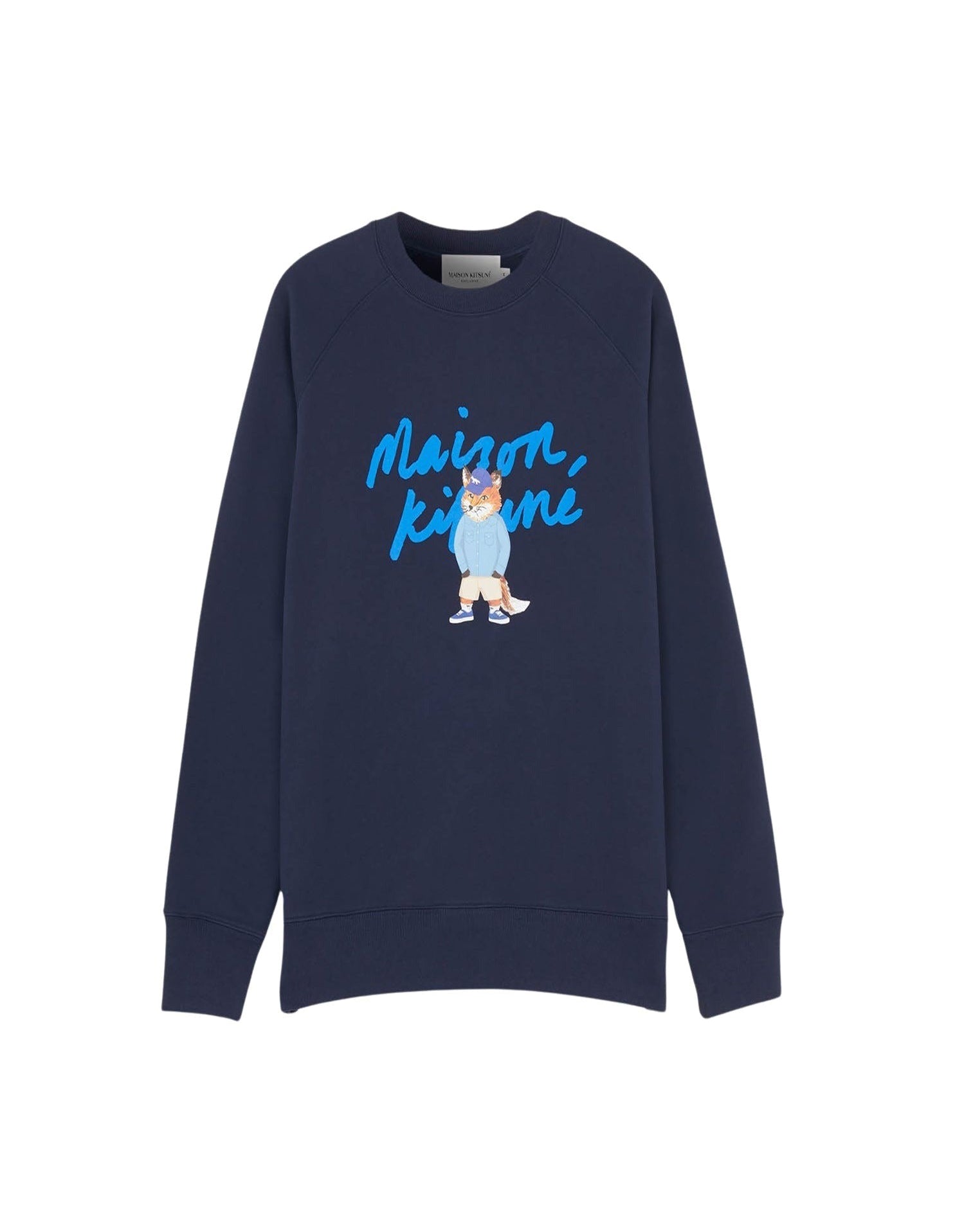 Sweatshirt à col rond avec impression et inscription - Navy