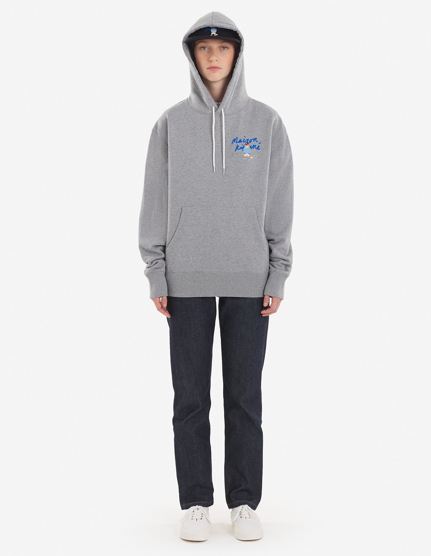 Sweat à capuche avec impression - Grey Melange