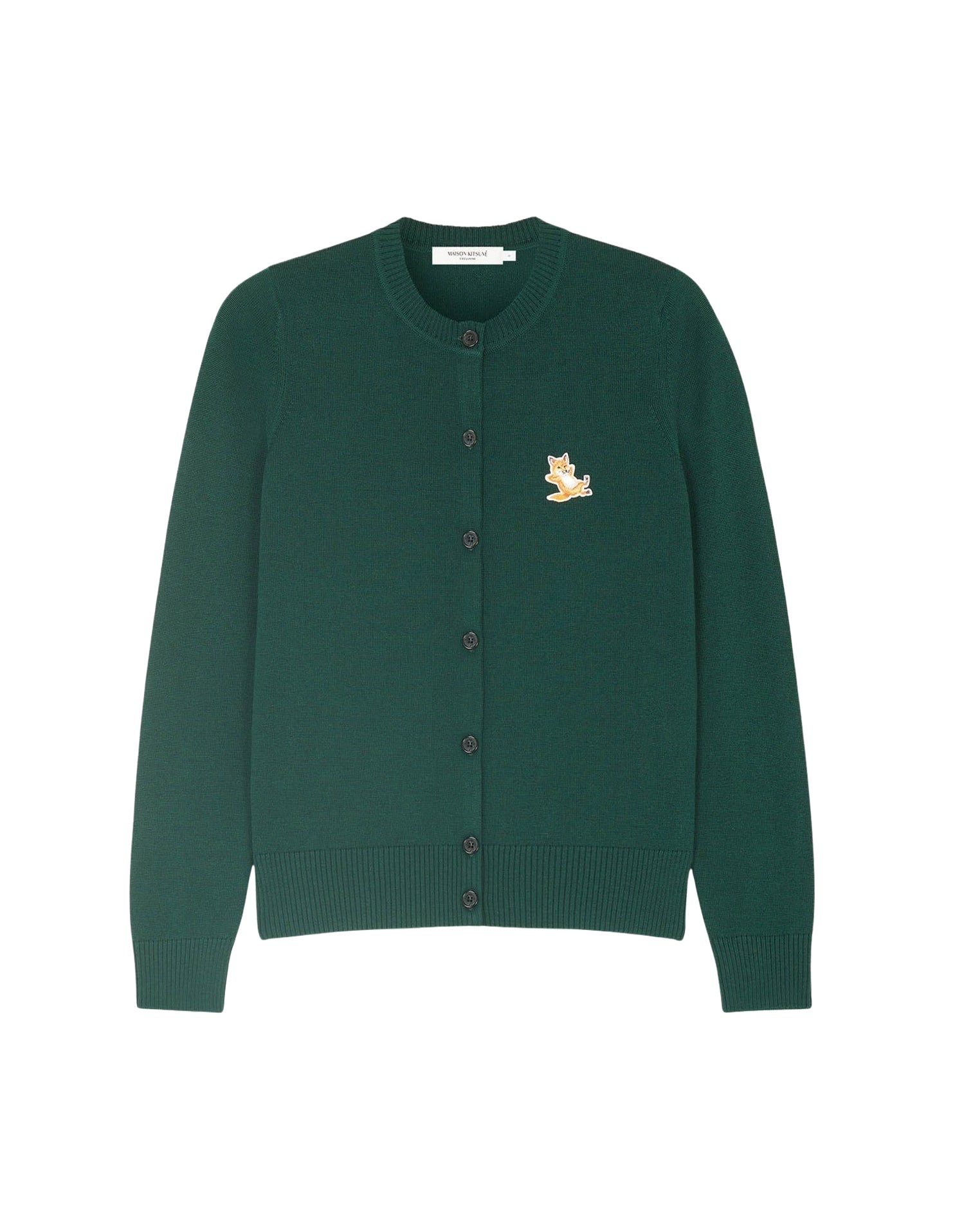 Cardigan avec écusson en laine - Deep Green