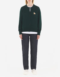 Cardigan avec écusson en laine - Deep Green