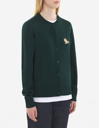 Cardigan avec écusson en laine - Deep Green