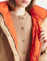 Removable fleece hooded jacket - Cappuccino