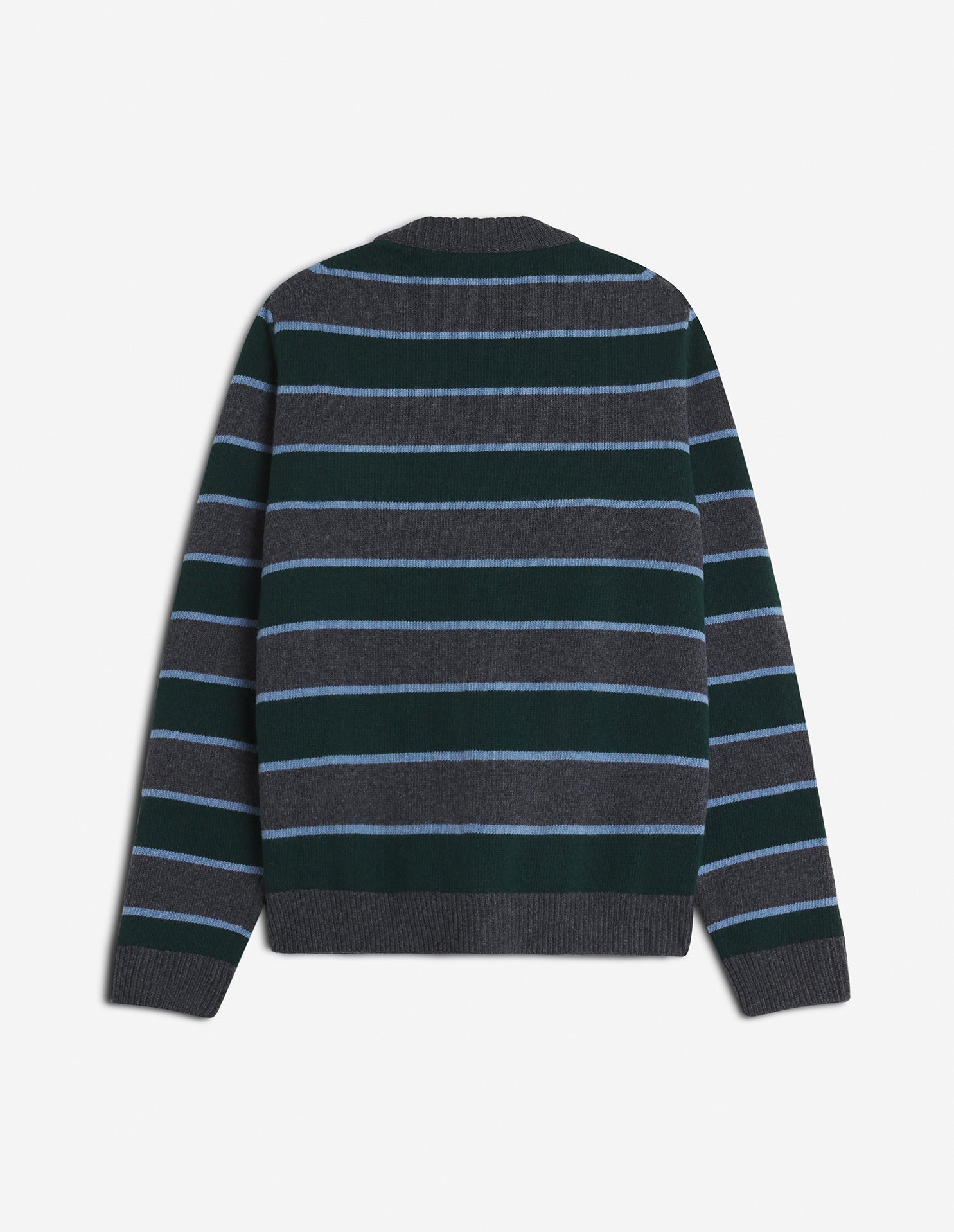 Bold Fox Head wool stripe cardigan - Bottle Blue Charcoal