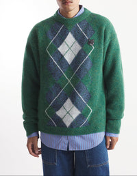 Bold Fox Head Fox pullover with wool badge - Bottle Blue Charcoal