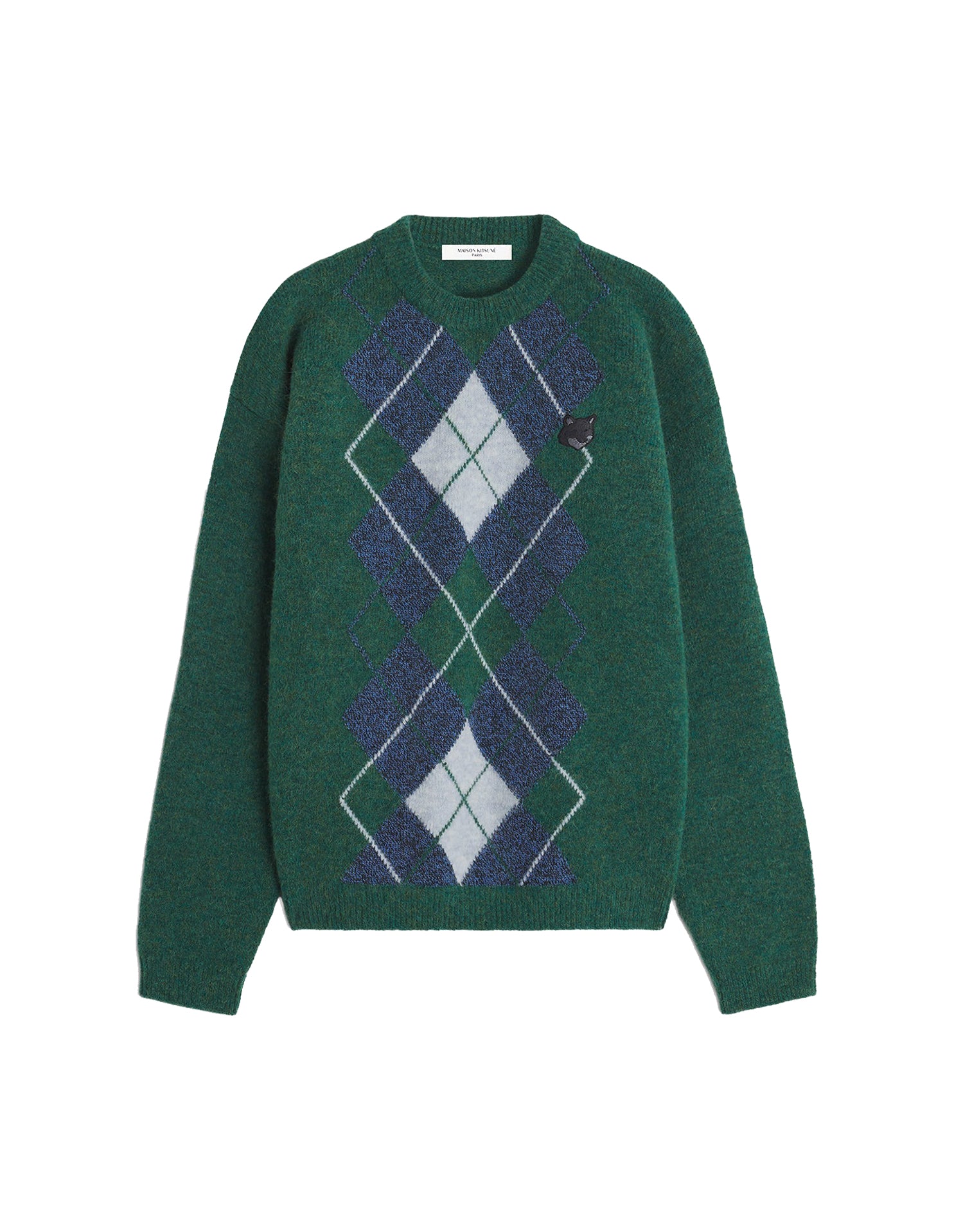 Bold Fox Head Fox pullover with wool badge - Bottle Blue Charcoal