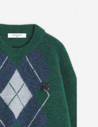 Bold Fox Head Fox pullover with wool badge - Bottle Blue Charcoal