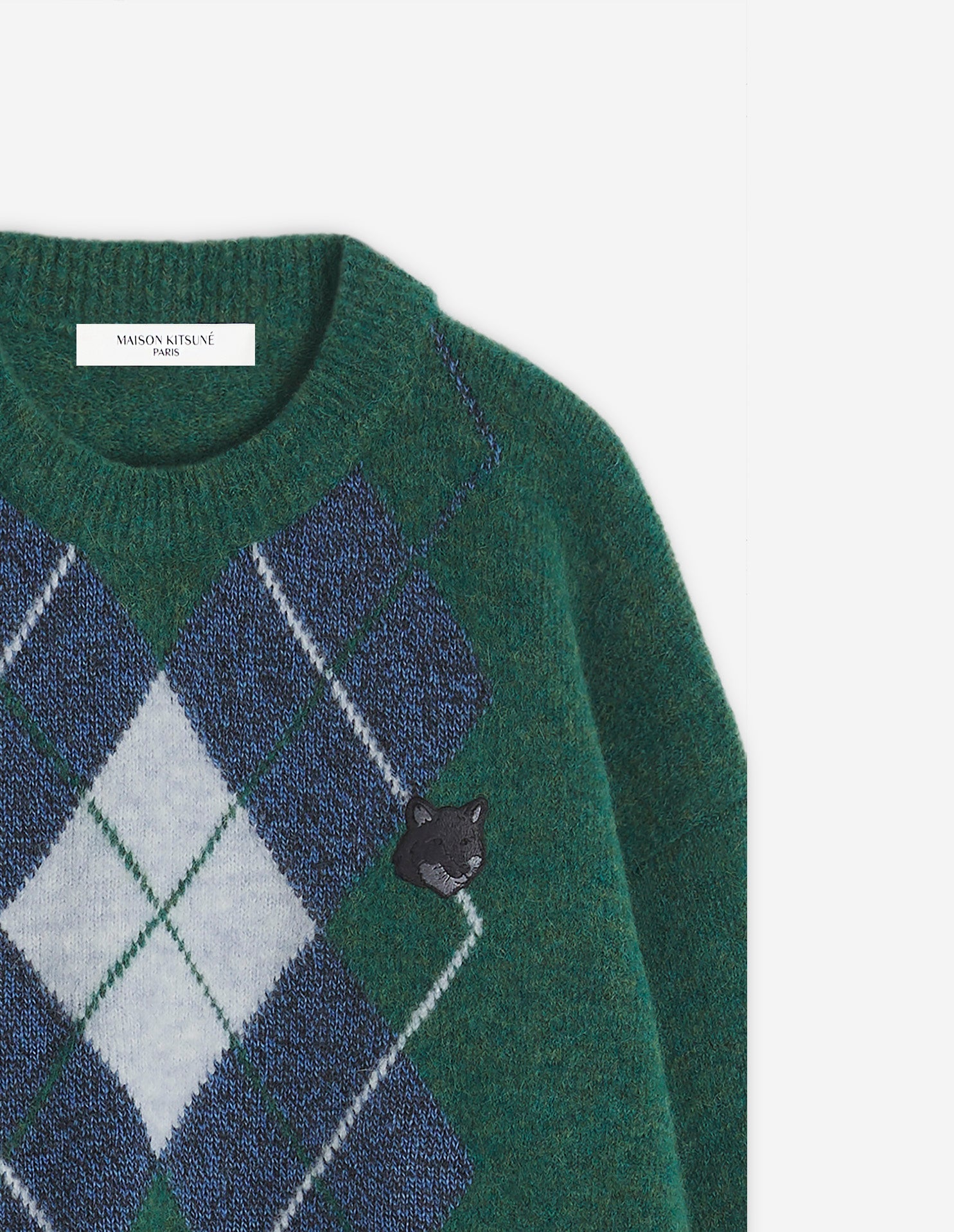 Bold Fox Head Fox pullover with wool badge - Bottle Blue Charcoal