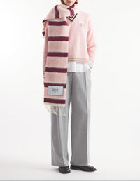 Wool striped scarf - Pink Burgundy Smoke
