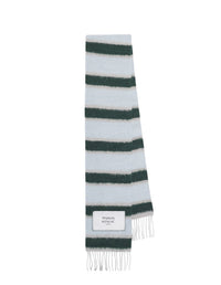 Wool striped scarf - Bottle Blue Charcoal