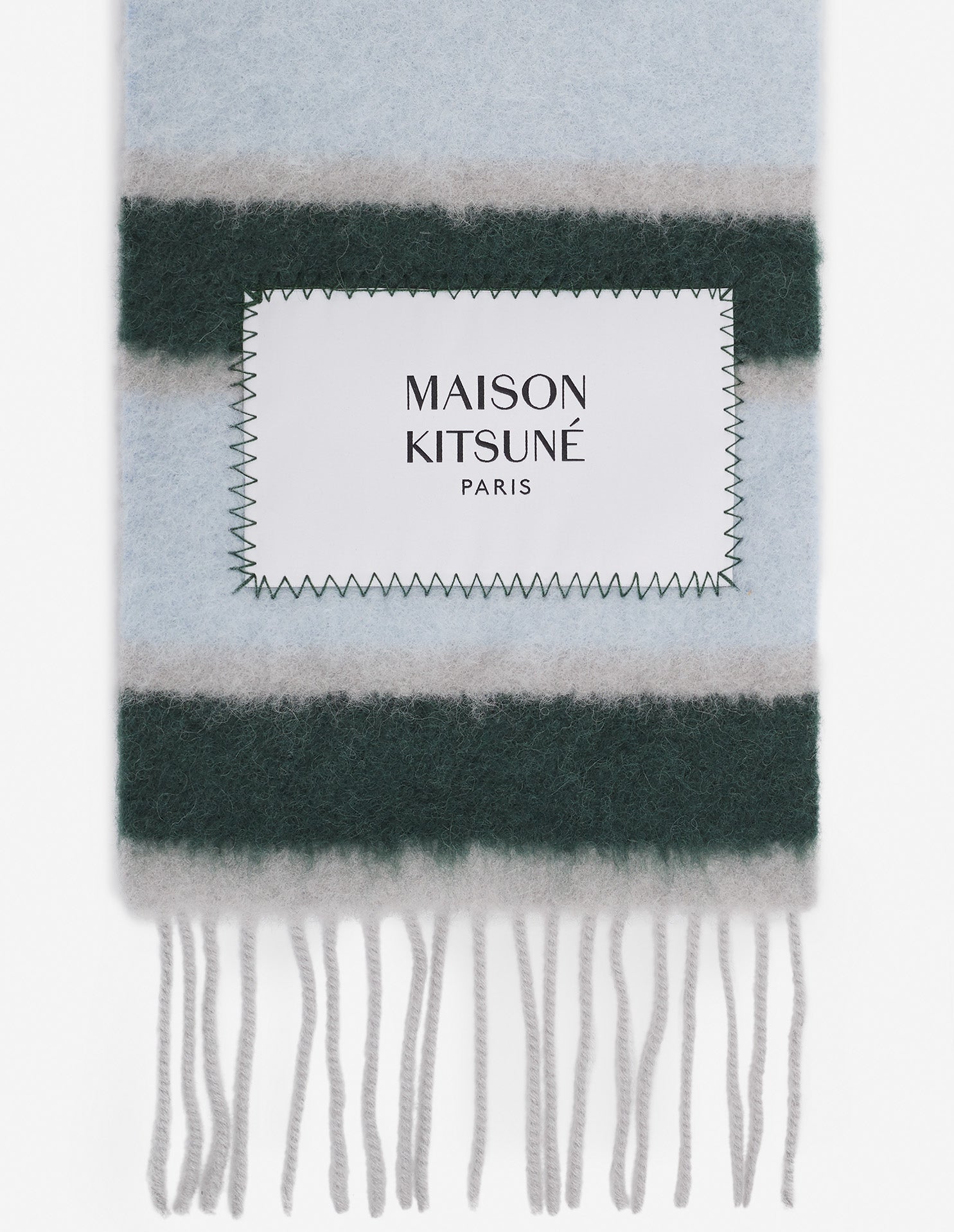 Wool striped scarf - Bottle Blue Charcoal