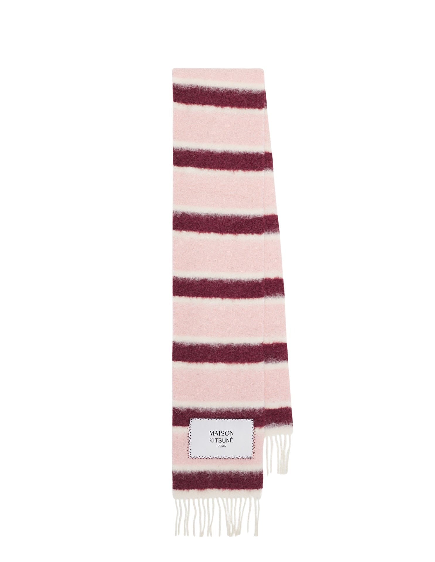 Wool striped scarf - Pink Burgundy Smoke