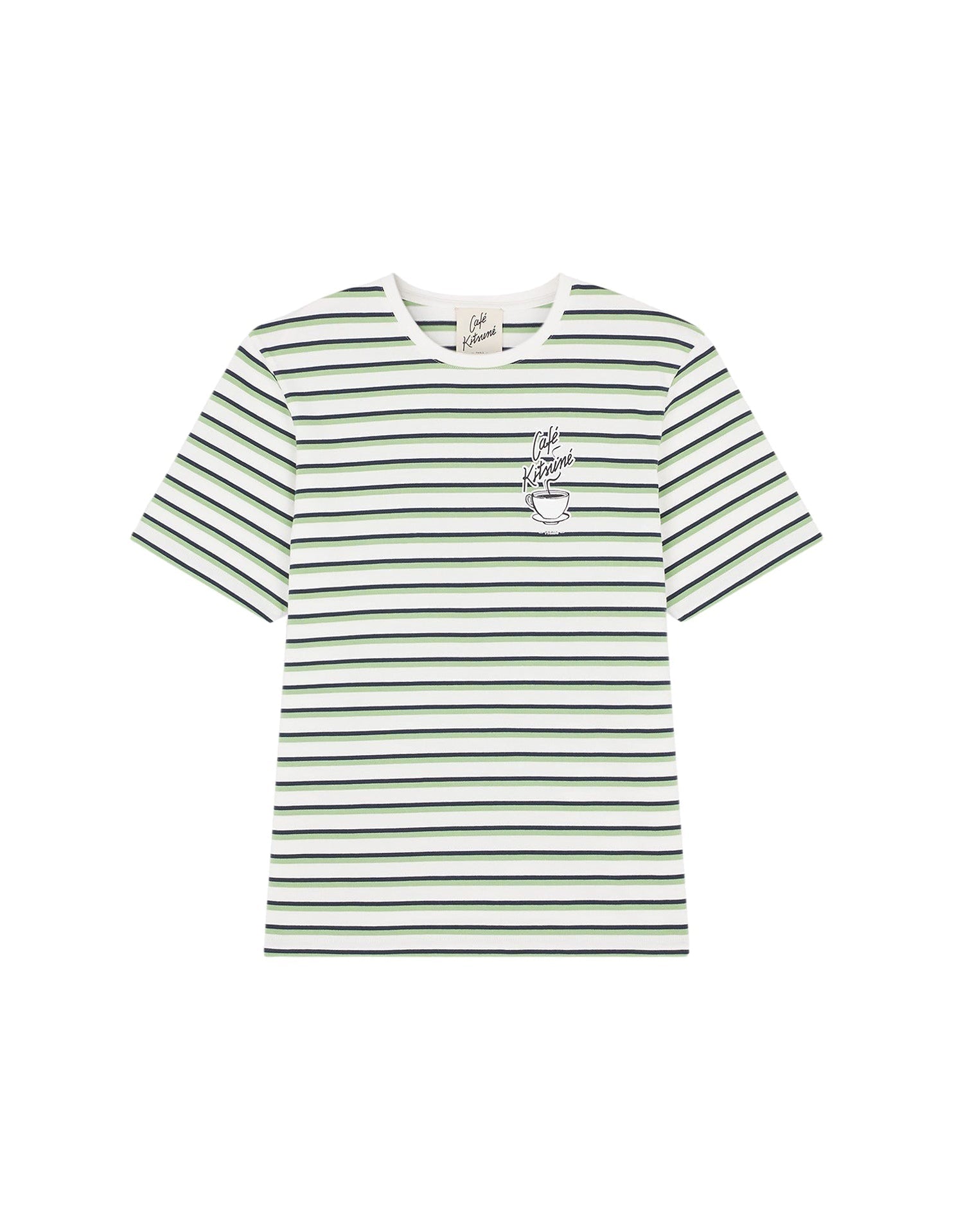 T-shirt Café Kitsuné imprimé à l'avant - Matcha Navy Stripes