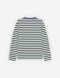 Striped long-sleeved Coffee Cup T-shirt - Navy & white