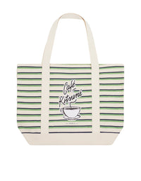 Striped tote bag - Matcha Navy Stripes