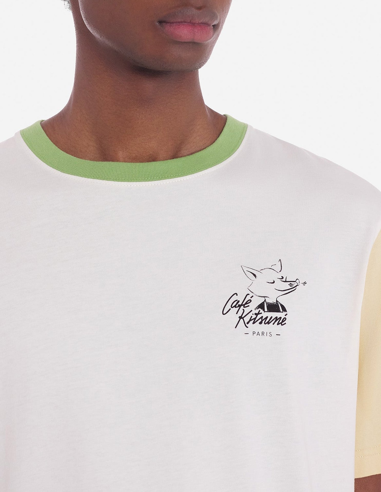 T-shirt Café Kitsuné imprimé à l'avant - Tapioca Colorblock