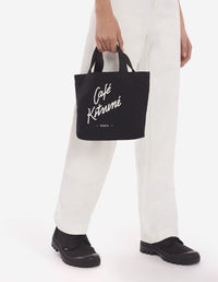 Café Kitsuné small tote bag with print - Black