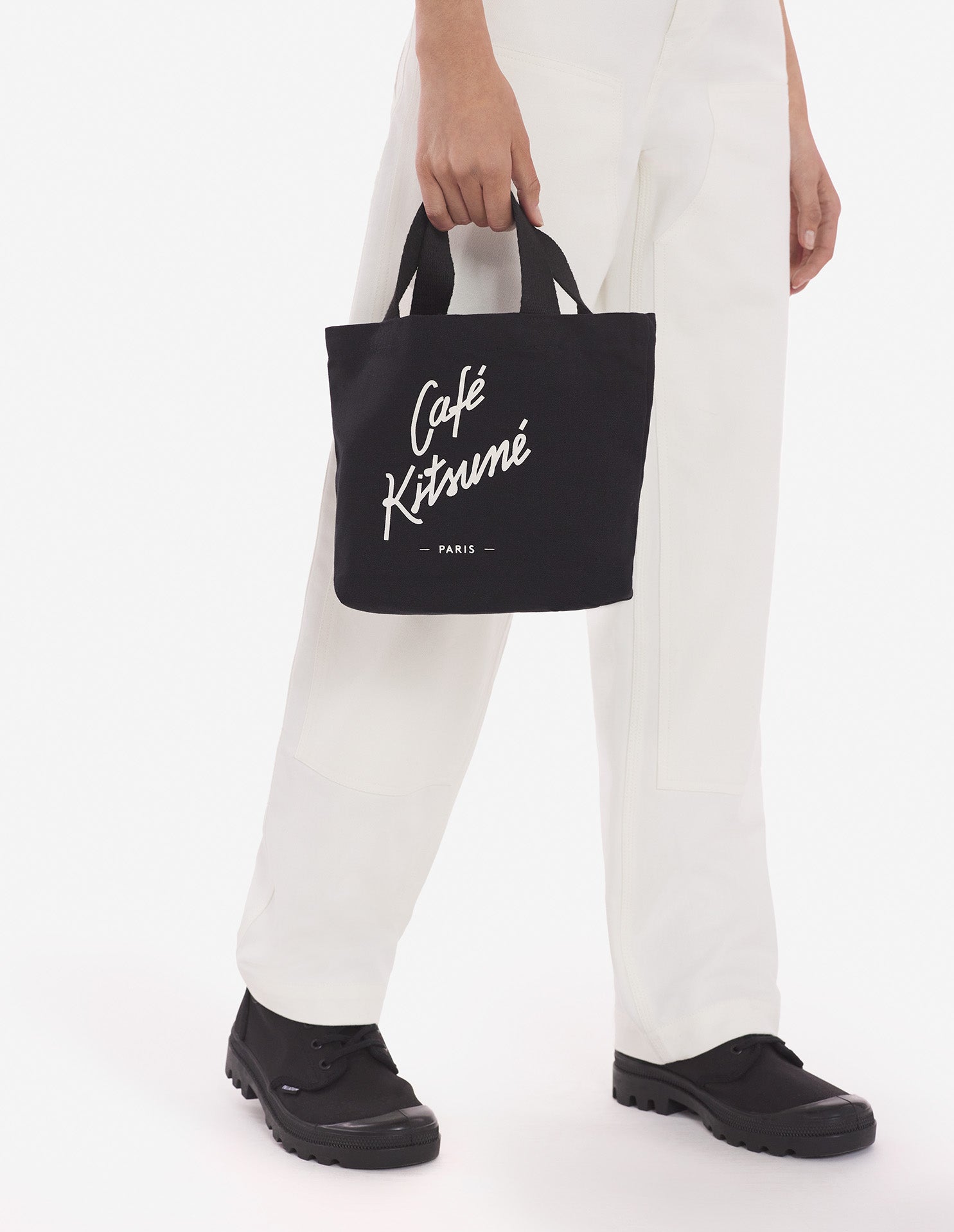 Café Kitsuné small tote bag with print - Black