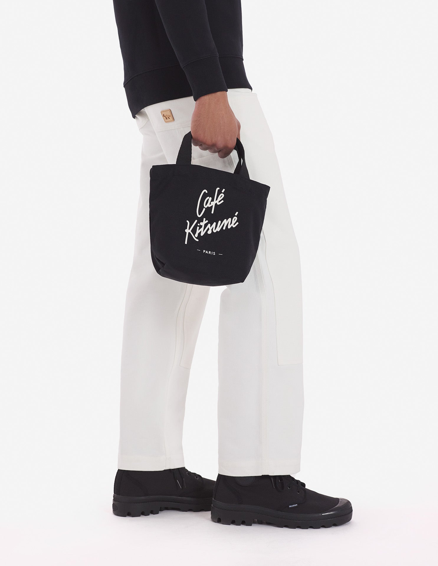 Café Kitsuné small tote bag with print - Black