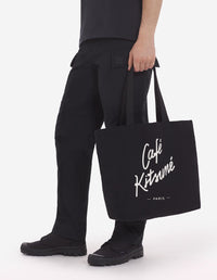 Sac cabas Café Kitsuné à imprimé contrasté - Black