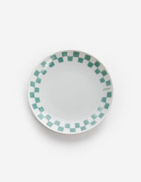 Checkerboard Porcelain Desert Plate - White/Matcha