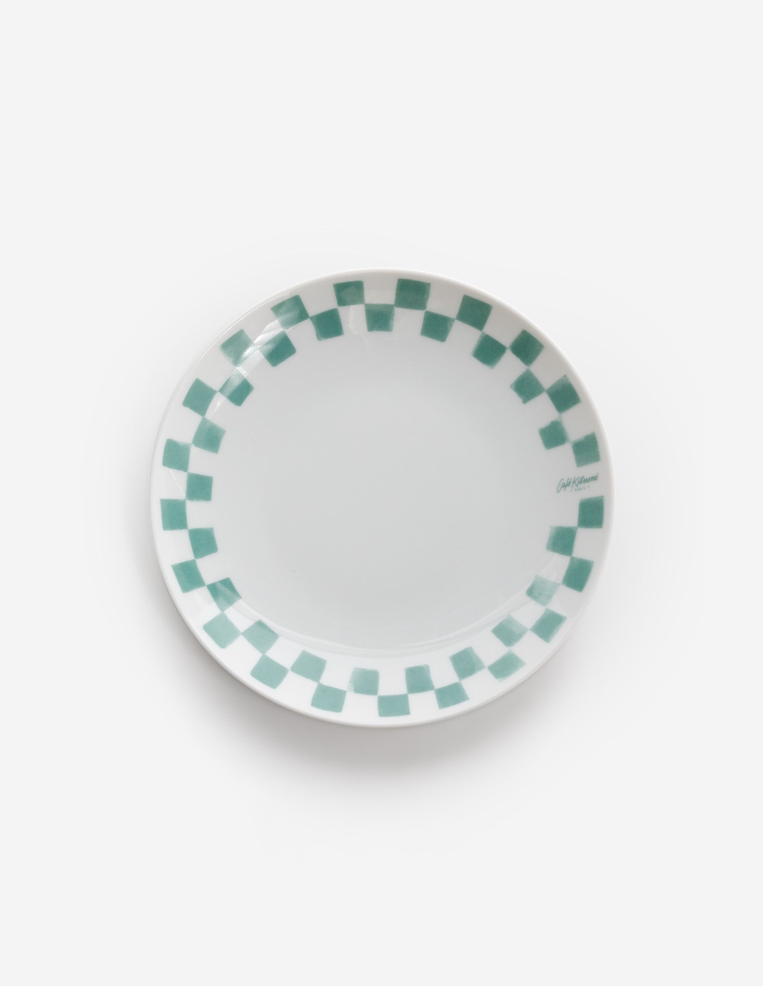 Checkerboard Porcelain Desert Plate - White/Matcha