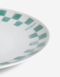 Checkerboard Porcelain Desert Plate - White/Matcha