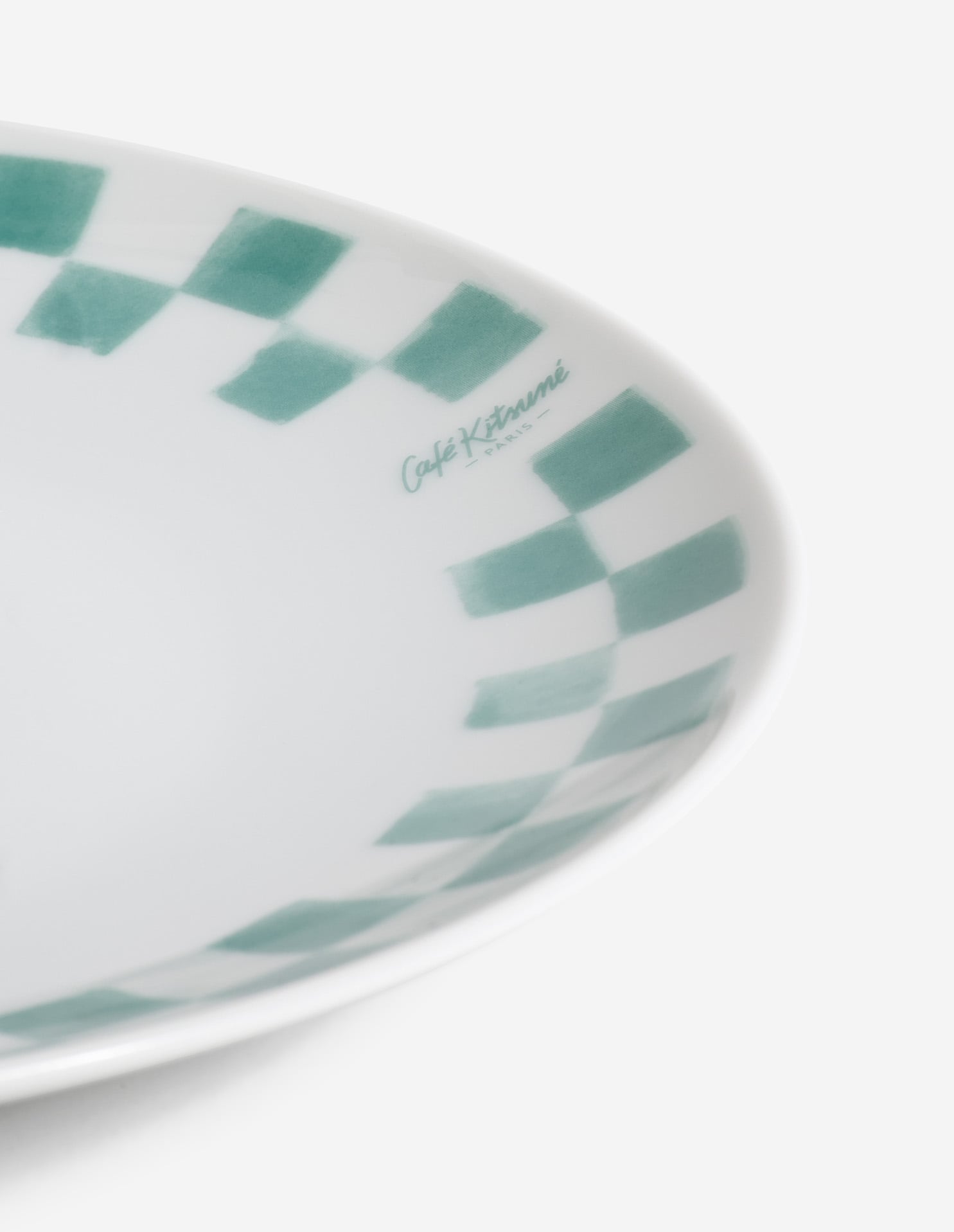 Checkerboard Porcelain Desert Plate - White/Matcha