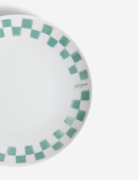 Checkerboard Porcelain Desert Plate - White/Matcha