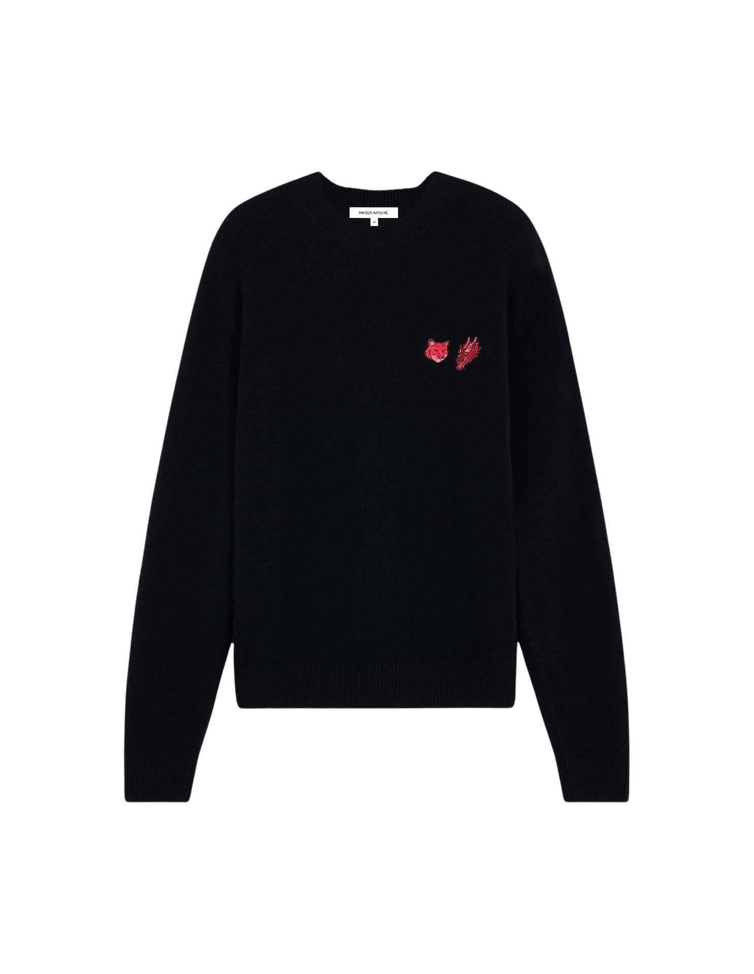 Pull avec double avec écusson en laine - Black