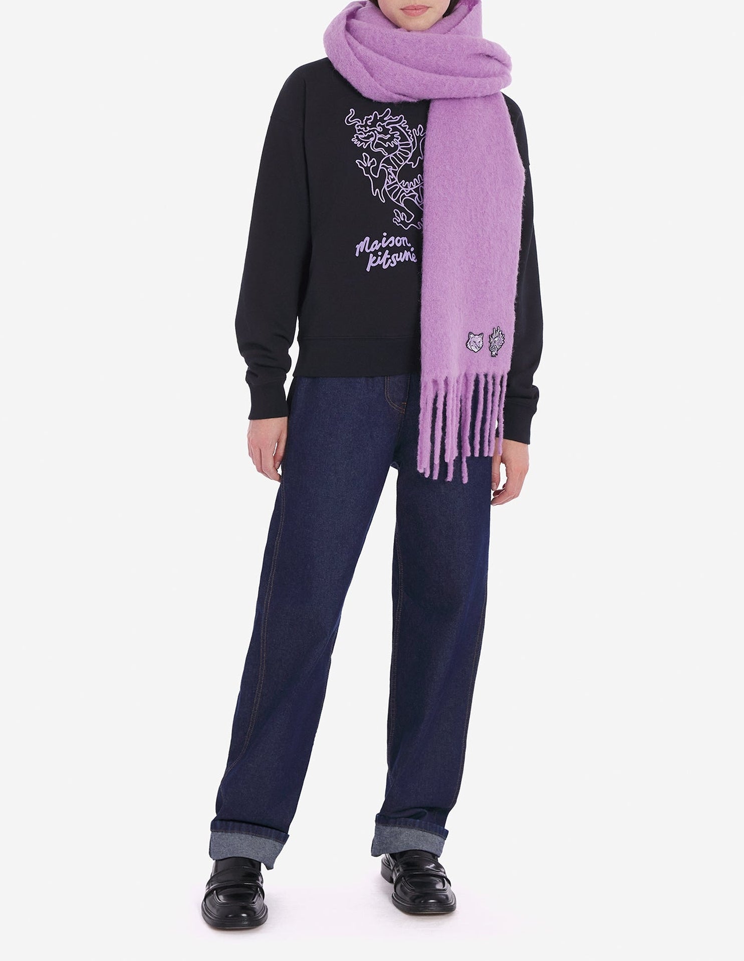 Sweatshirt à manches longues avec broderie - Black Purple