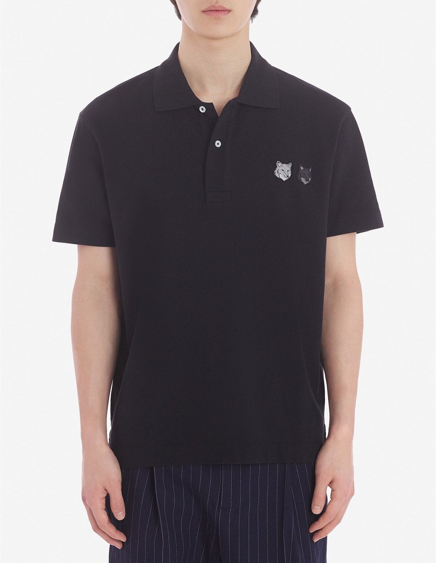 Polo à manches courtes avec deux écussons - Black