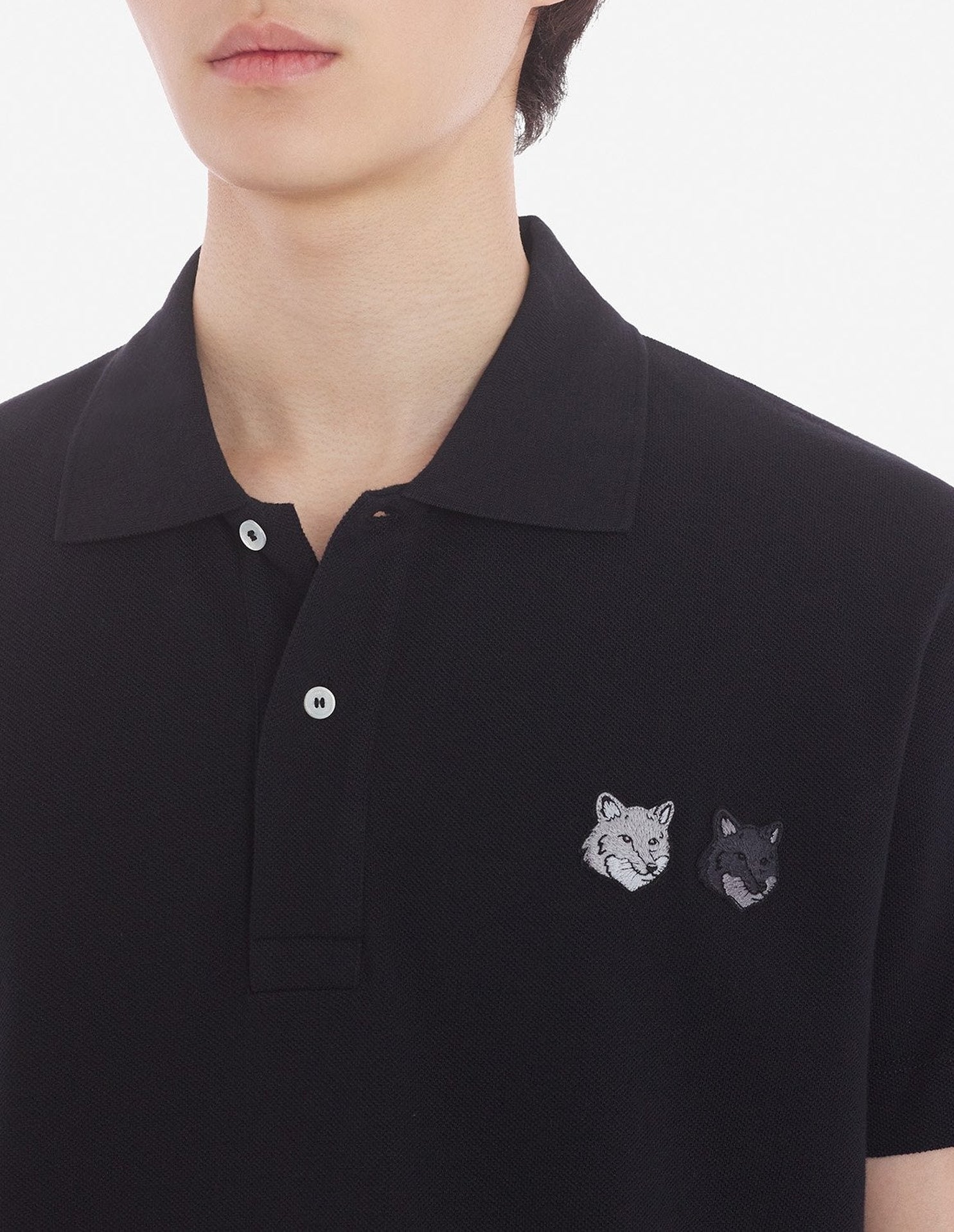 Polo à manches courtes avec deux écussons - Black