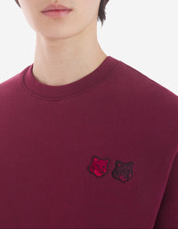 Sweatshirt Bold Fox Head avec deux écussons brodés  - Burgundy