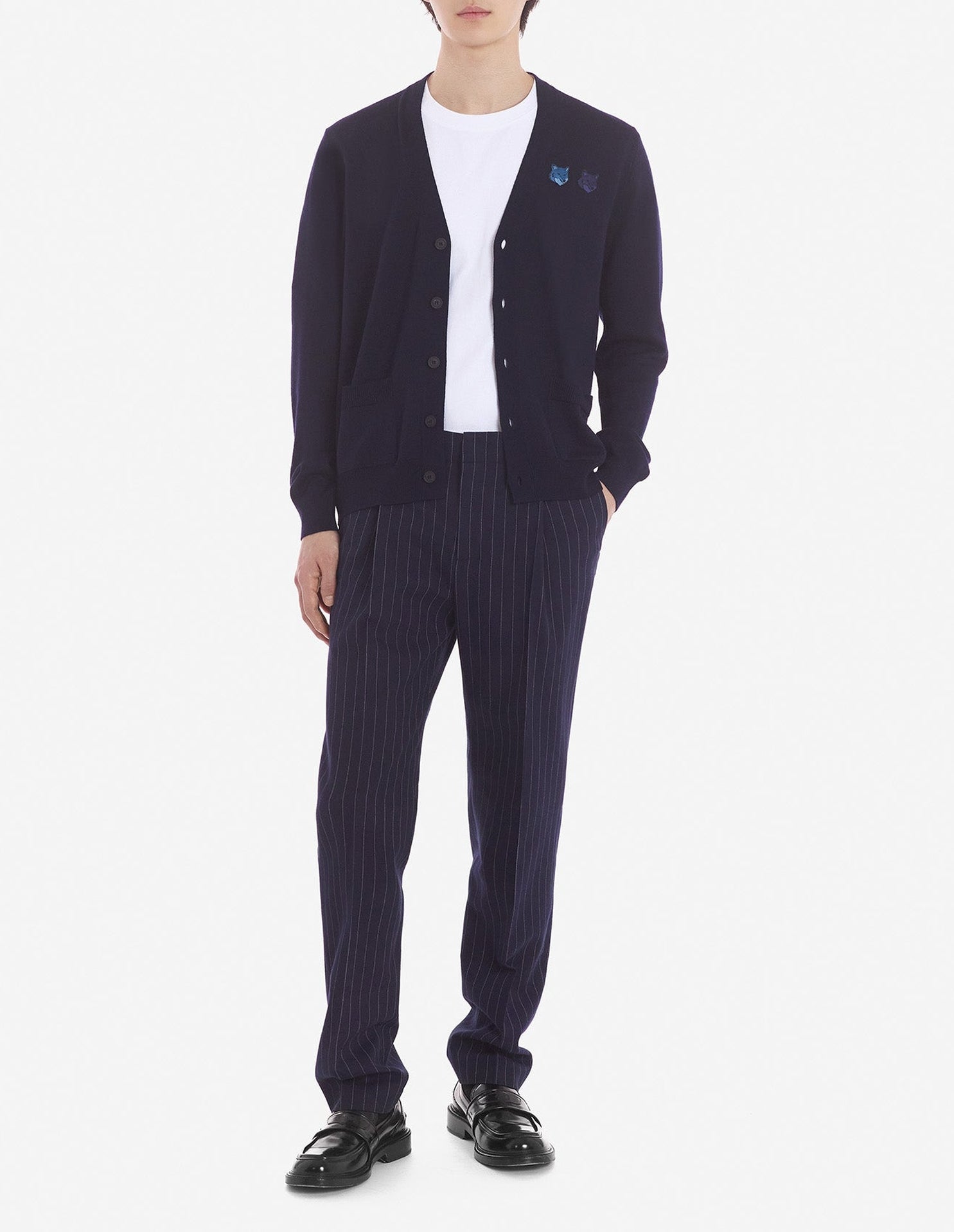 Cardigan with wool crest - Ink Blue