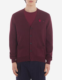 Cardigan with wool crest - Burgundy