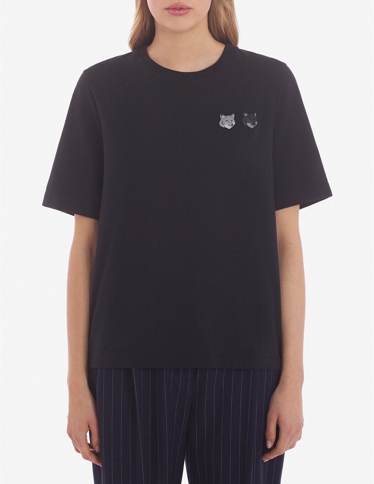 T-shirt Bold Fox Head avec double écusson - Black