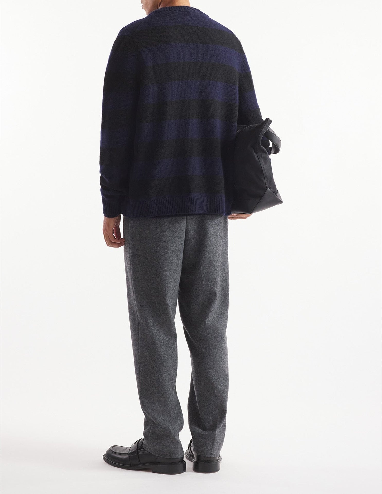 Cardigan rayé Fox Festive en laine - Black & Ink Blue