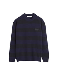 Fox wool stripe jumper - Black & Ink Blue