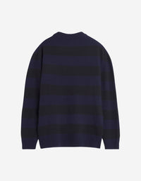 Fox wool stripe jumper - Black & Ink Blue