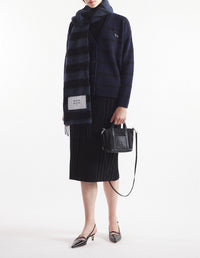 Cardigan à rayures en laine - Black & Ink Blue